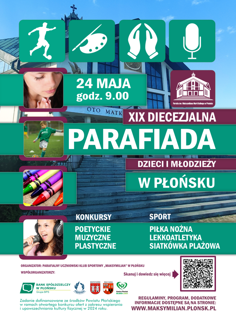 Plakat XIX Diecezjalnej Parafiady Dzieci i Młodzieży w Płońsku